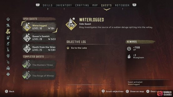 Activate the Waterlogged side quest