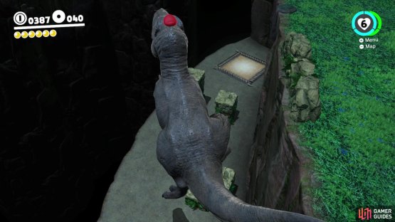 You can get a second Moon by going to this lower area and destroying the one rock