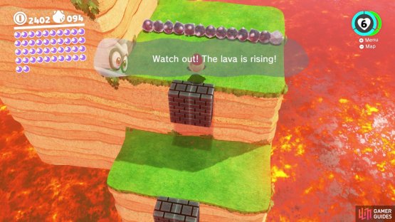 The lava will rise as soon as you start ascending