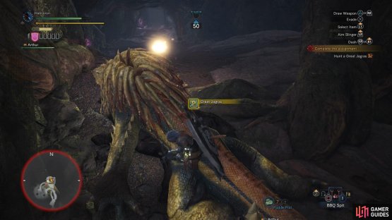 After slaying the Great Jagras, be sure to carve materials out of its corpse