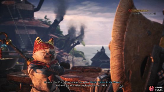 and the Meowscular Chef will give you the quest Gettin&rsquo; Yolked in the Waste