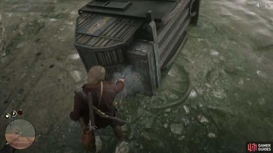 shoot the lock to end the mission.