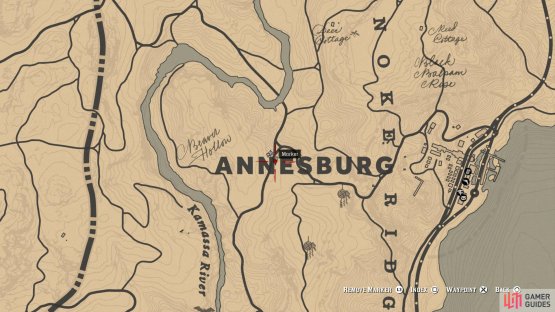 Head up the main path that cuts between the &ldquo;N&rdquo; and &ldquo;E&rdquo; of Annesburg