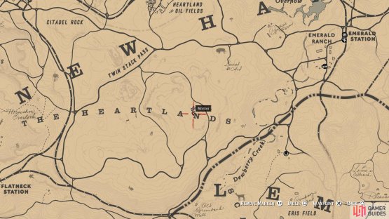 Head to the &ldquo;N&rdquo; of Heartlands on the map