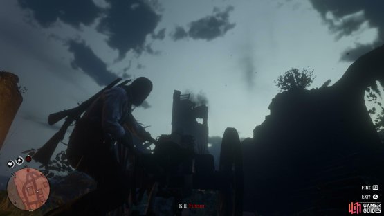 aim the cannon at the top of the tower to kill Fussar.