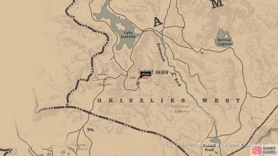 The location of the carving on the map