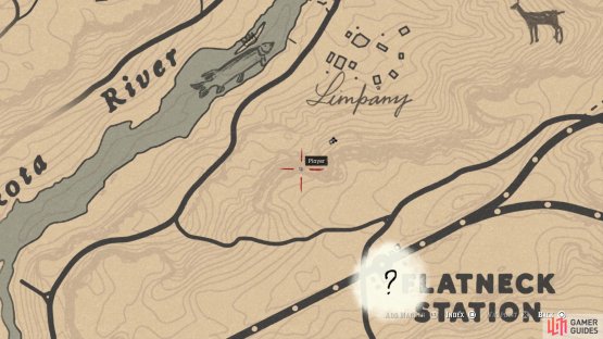 The location of the carving on the map