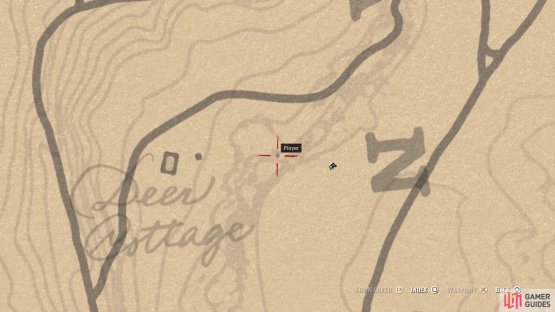 The location of the carving on the map