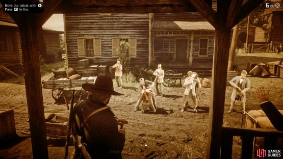 use Dead Eye to kill the enemy that has John captive.