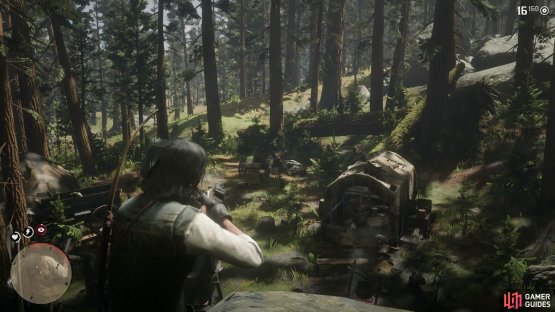 The boulder is a great vantage point for the camp