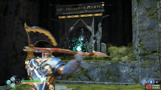 activate the wind trap here to strike the two rotating Runes.