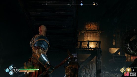 Hit the spinning boards at the back to lower the bridge