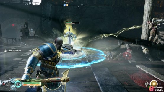 keep your distance and raise your shield when the Traveller slams his sword into the ground.