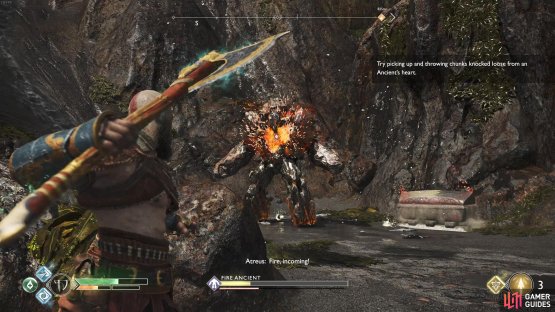 Remember to wait for the core to be exposed before you throw the axe.