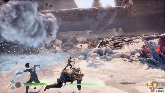 Keep your shield up to block Freya&rsquo;s Frost Shockwave.
