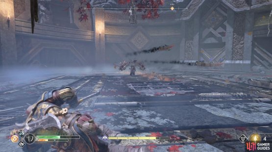 You can block or dodge the projectiles which Geirdriful launches from the ground.