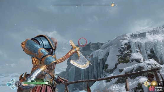Look up at the cliff from the Mystic Gateway to find the first Raven.