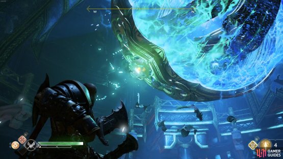 Grab the Winds of Hel from the rotating ring.