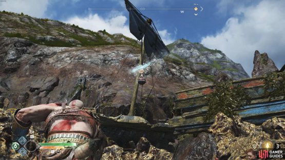 Knock the bomb down to destroy the debris and push on further.