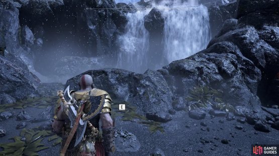 The final dig spot is just in front of this waterfall.