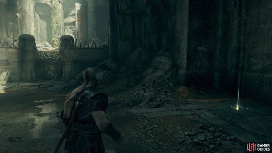 This Lore Scroll is tucked away in the corner to the right as you enter.