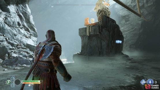 Read the rune on the statue and loot the chest beneath it.