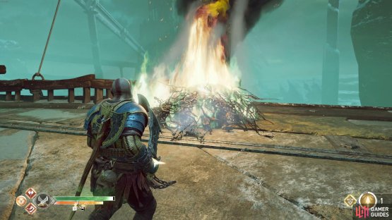 Reignite the brambles with your Blades of Chaos attacks if the fire goes out.