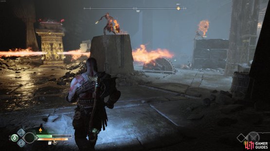 Stand behind the rock for safety as you take out the Projectile Draugr.