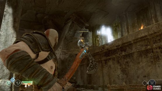 Use axe throw to kill the Shadows above.