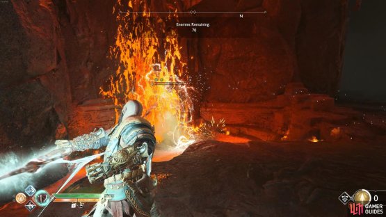 You can cast enemies into the lava pits to kill them quickly.