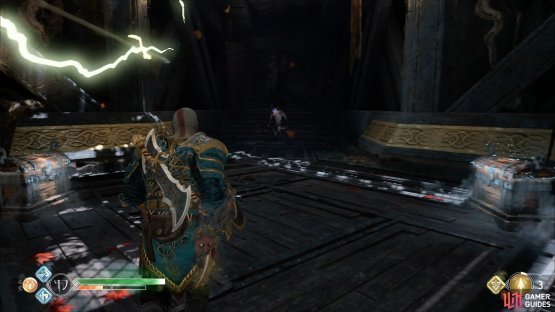Head down the stairs to find two chests