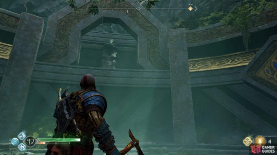 A raven awaits in the Valkyrie chamber.