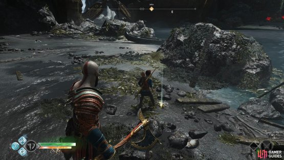 Dock at the beach to the left of the oarsman statues to find this map
