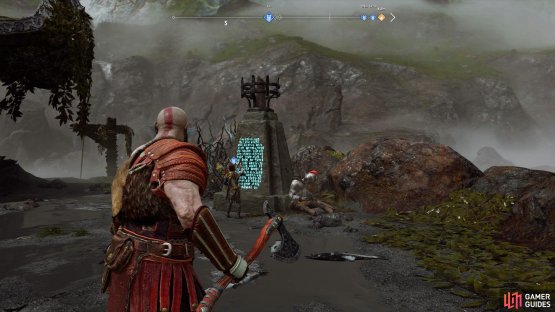 The brazier is unmissable on the east side of this island