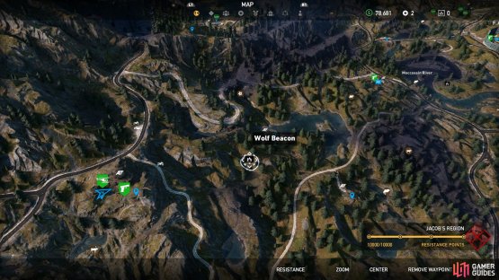 Take a helicopter to the forest east of the Wolf&rsquo;s Den