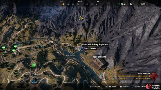Fly towards the mountains to the north of Linero Building Supplies
