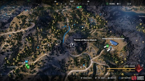 You&rsquo;ll find Throne of Mercy Church to the west of the Moonflower Trailer Park