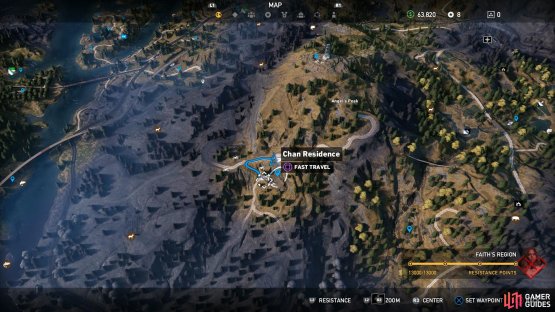 Search southwest of Angel&rsquo;s Peak to find the Chan Residence