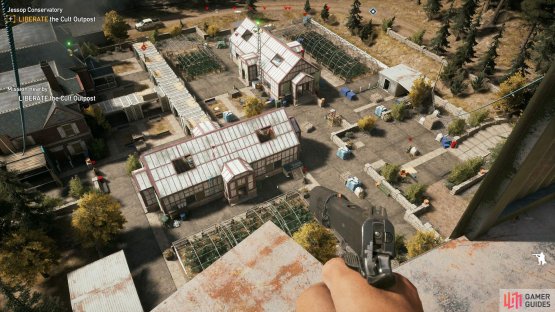 The radio tower gives you a great look over the whole complex