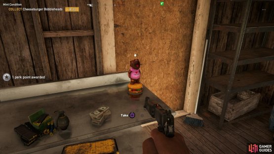 find the key in the building or pick the lock to gain access to the Bobblehead.
