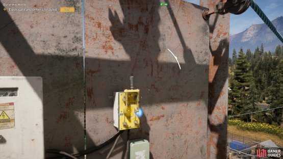 Climb the ladder of the tower to reach this switch