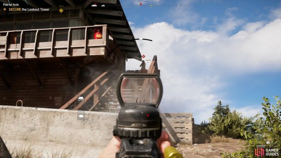 stay in cover to take out the Marksman.