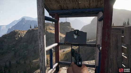 the placard is on the edge of the cliff.