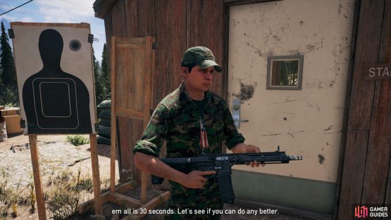 the resistance member wants you to challenge the Shooting Gallery.