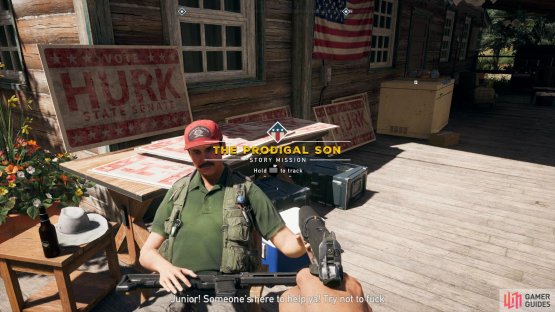 talk to Hurk Sr. to accept the mission.