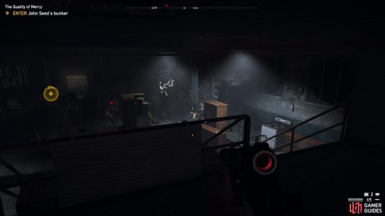 a well timed explosive makes quick work of the first group inside the bunker.