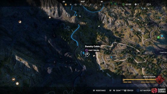 Dansky Cabin is located to the south of Wolf&rsquo;s Den