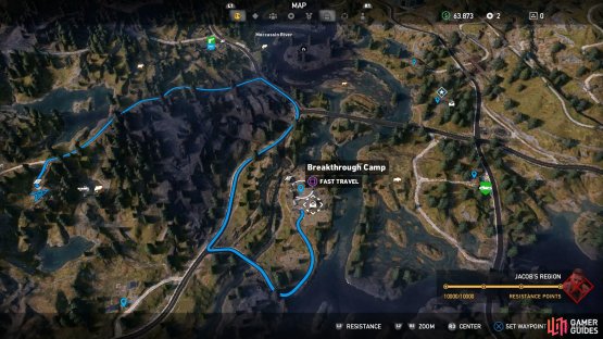 You&rsquo;ll find the camp to the south of the Moccassin River
