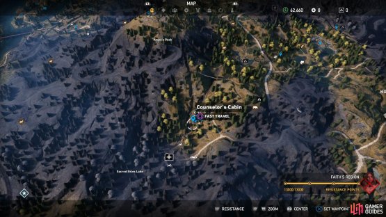 Head northeast of Sacred Skies Youth Camp to find the cabin