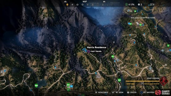 The Harris Residence is found to the west of Rae Rae&rsquo;s Pumpkin Farm, in the mountains